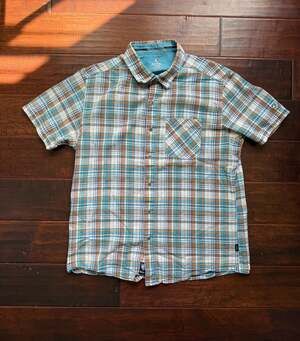KÜHL Response Plaid Short Sleeve Button Down Shirt Men's Size Large